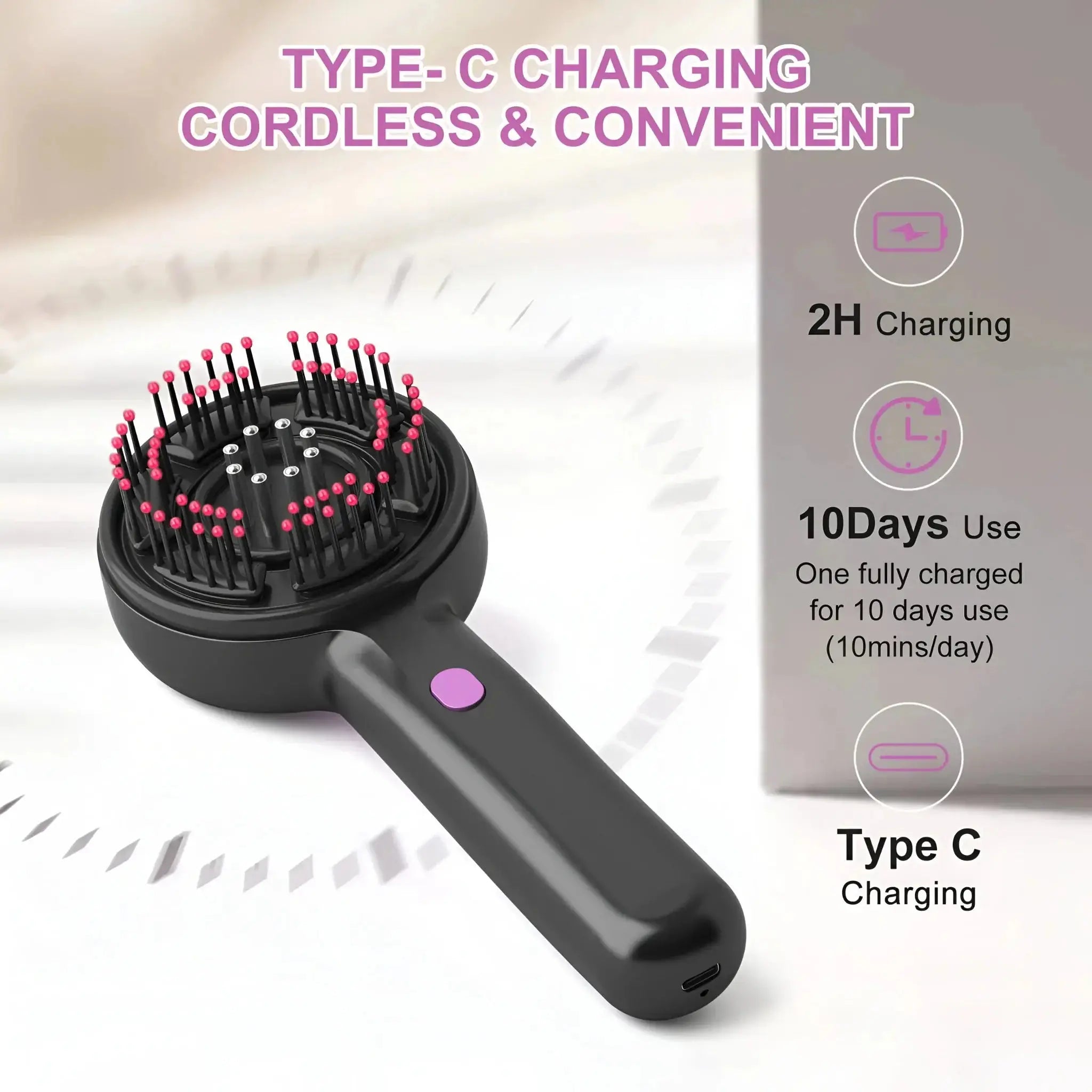 Wireless USB Rechargeable Scalp Massager Comb with Oil Applicator Q-Trading 