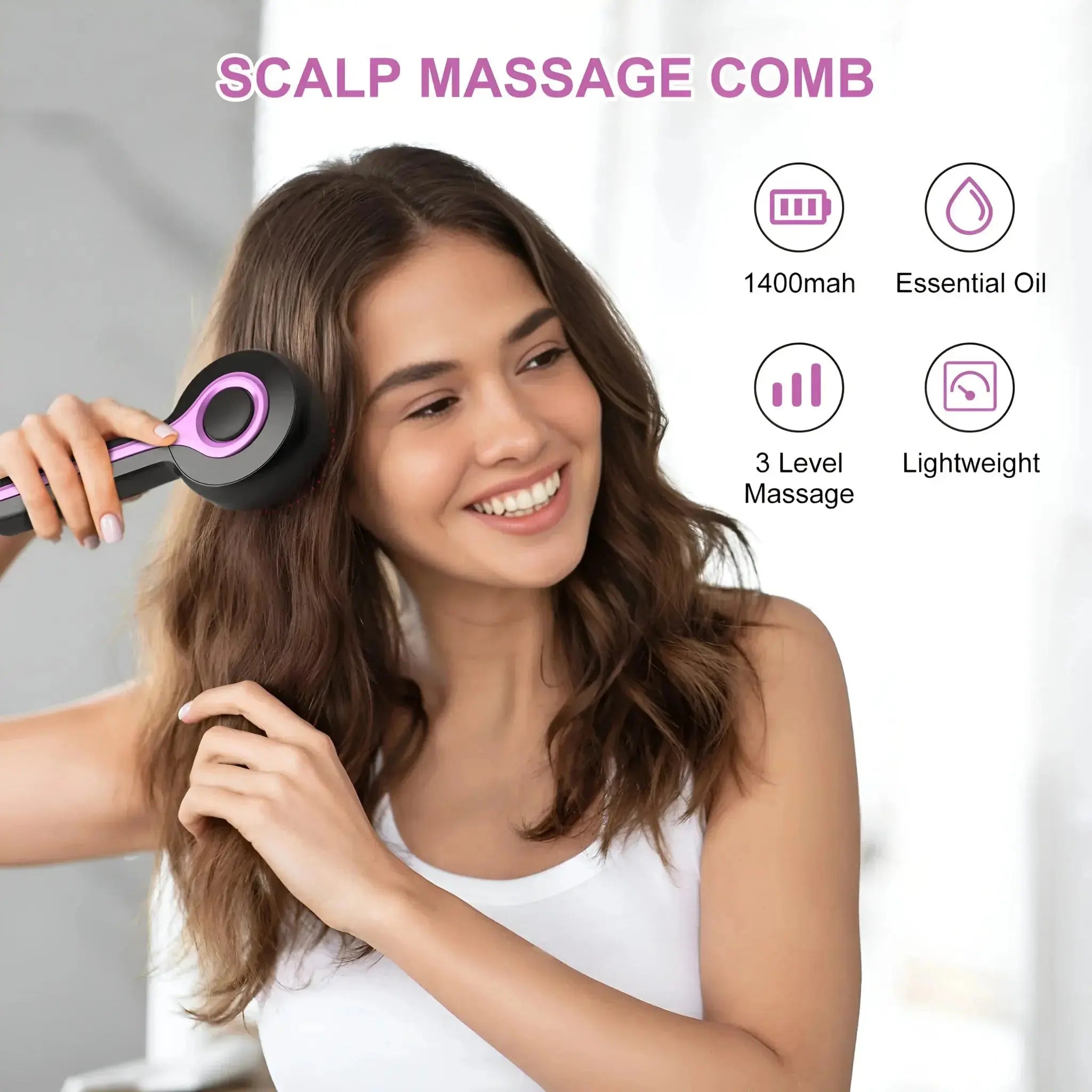 Wireless USB Rechargeable Scalp Massager Comb with Oil Applicator Scrollcart Qatar 