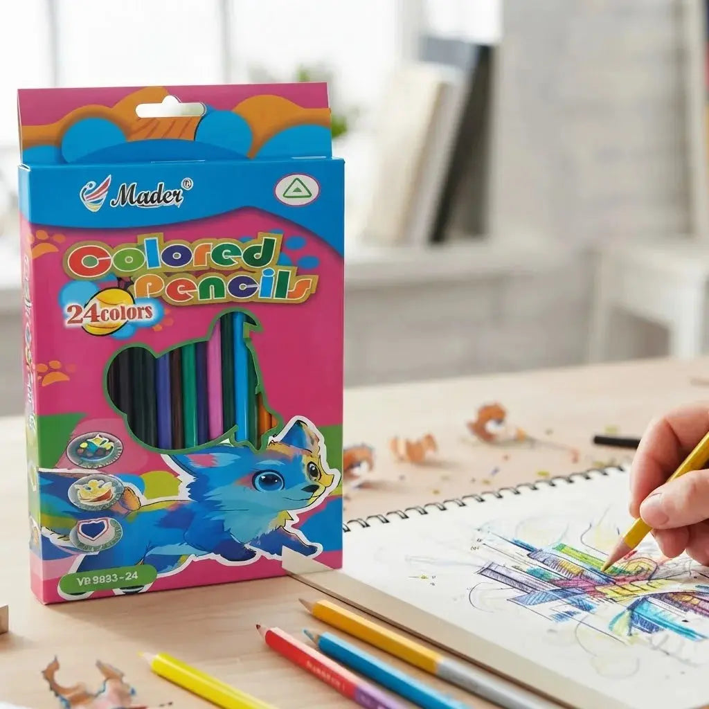 Wooden Color Pencils – Kids & Student Drawing 24-Color Set Scrollcart Qatar 