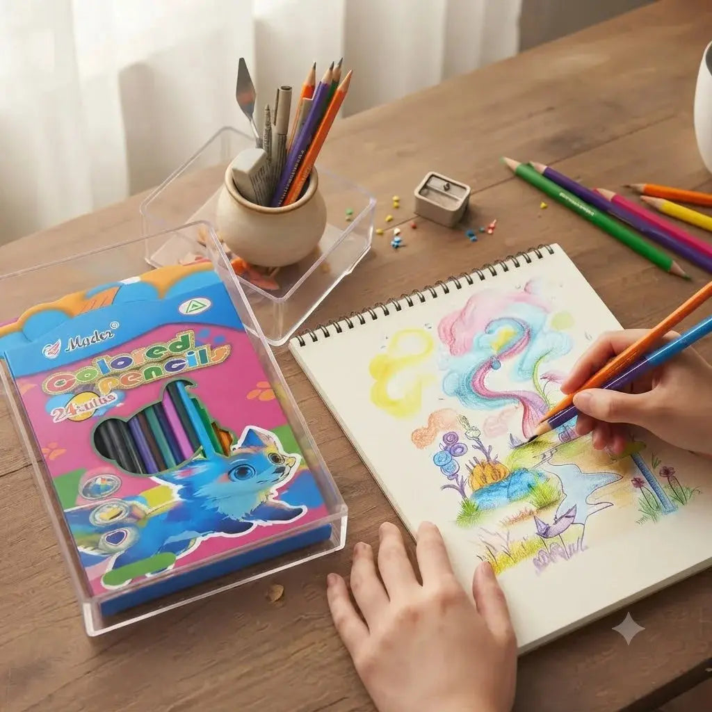 Wooden Color Pencils – Kids & Student Drawing 24-Color Set Scrollcart Qatar 