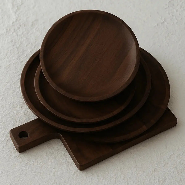 Wooden Round Dinner Tray – Lightweight Serving Plate Scrollcart Qatar 