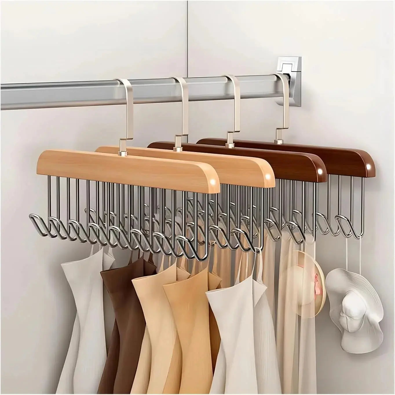 Wooden stainless steel 8-Hook Hanger Price Online Qatar