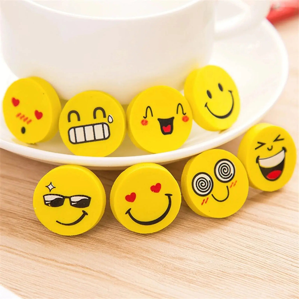 Yellow Smiley Face Emoji Erasers For Kids-24 Pcs Scrollcart Qatar 