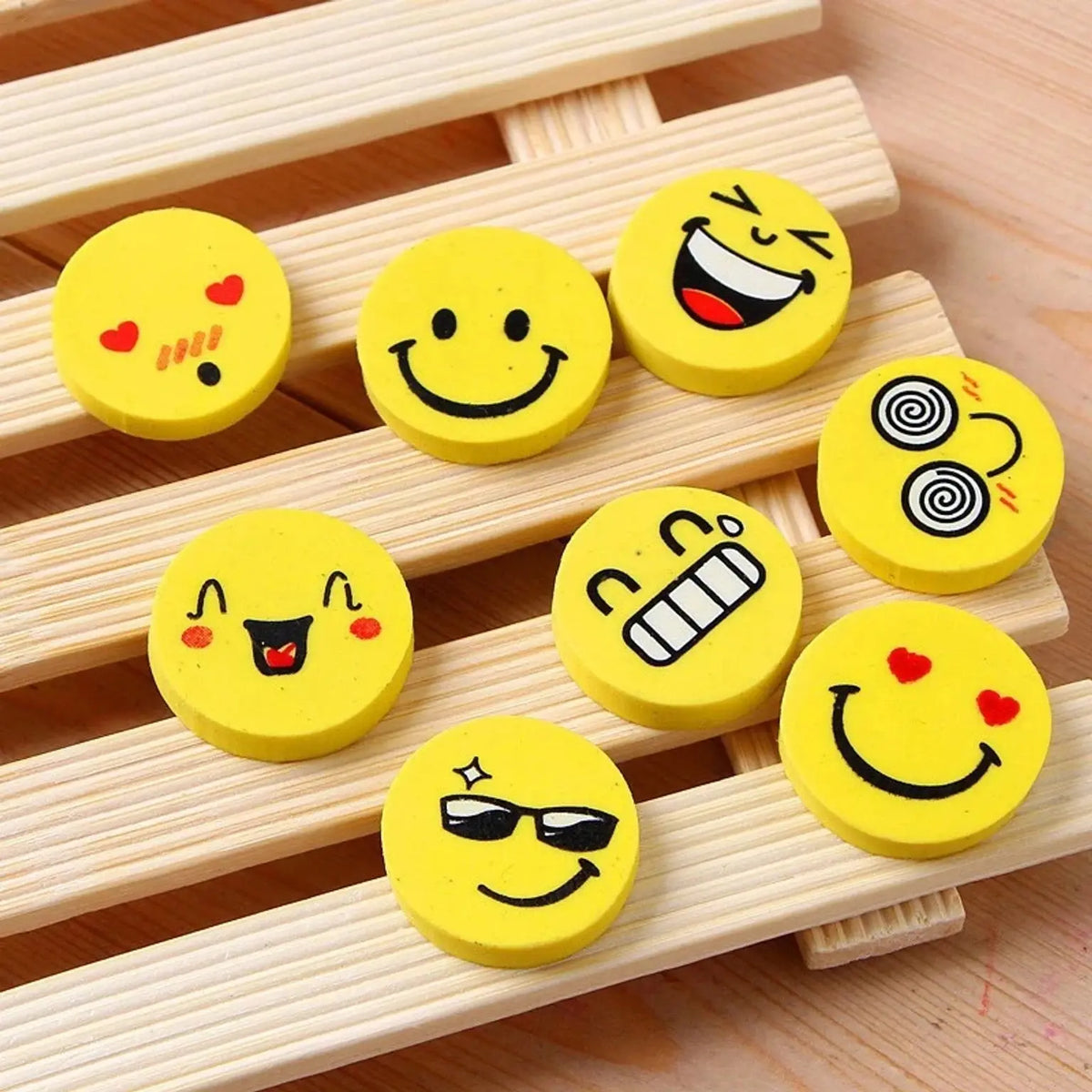 Yellow Smiley Face Emoji Erasers For Kids-24 Pcs Scrollcart Qatar 