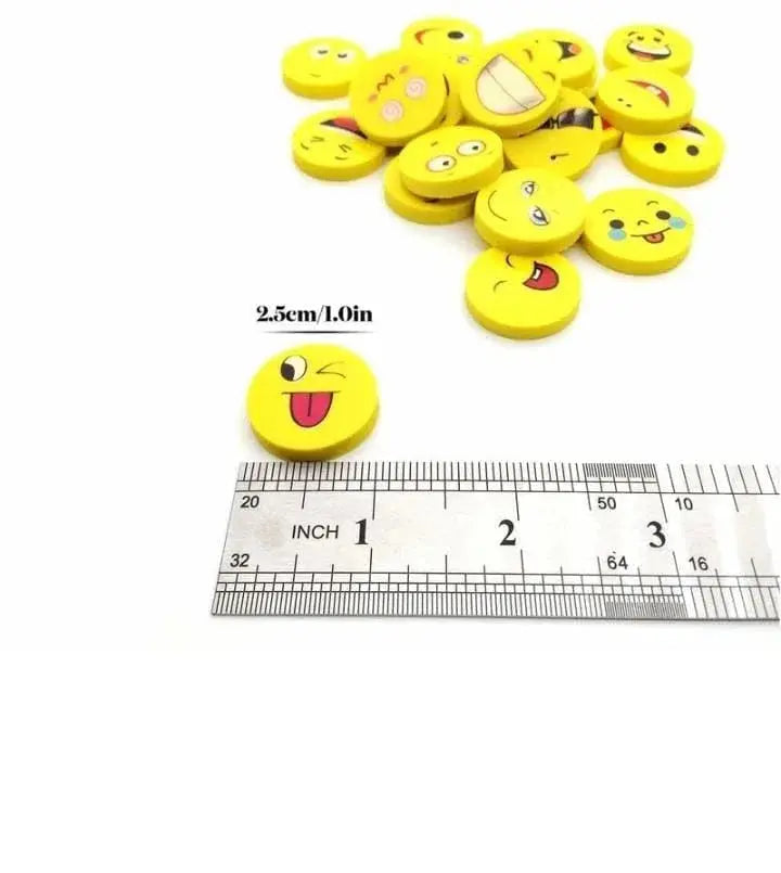 Yellow Smiley Face Emoji Erasers For Kids-24 Pcs Scrollcart Qatar 