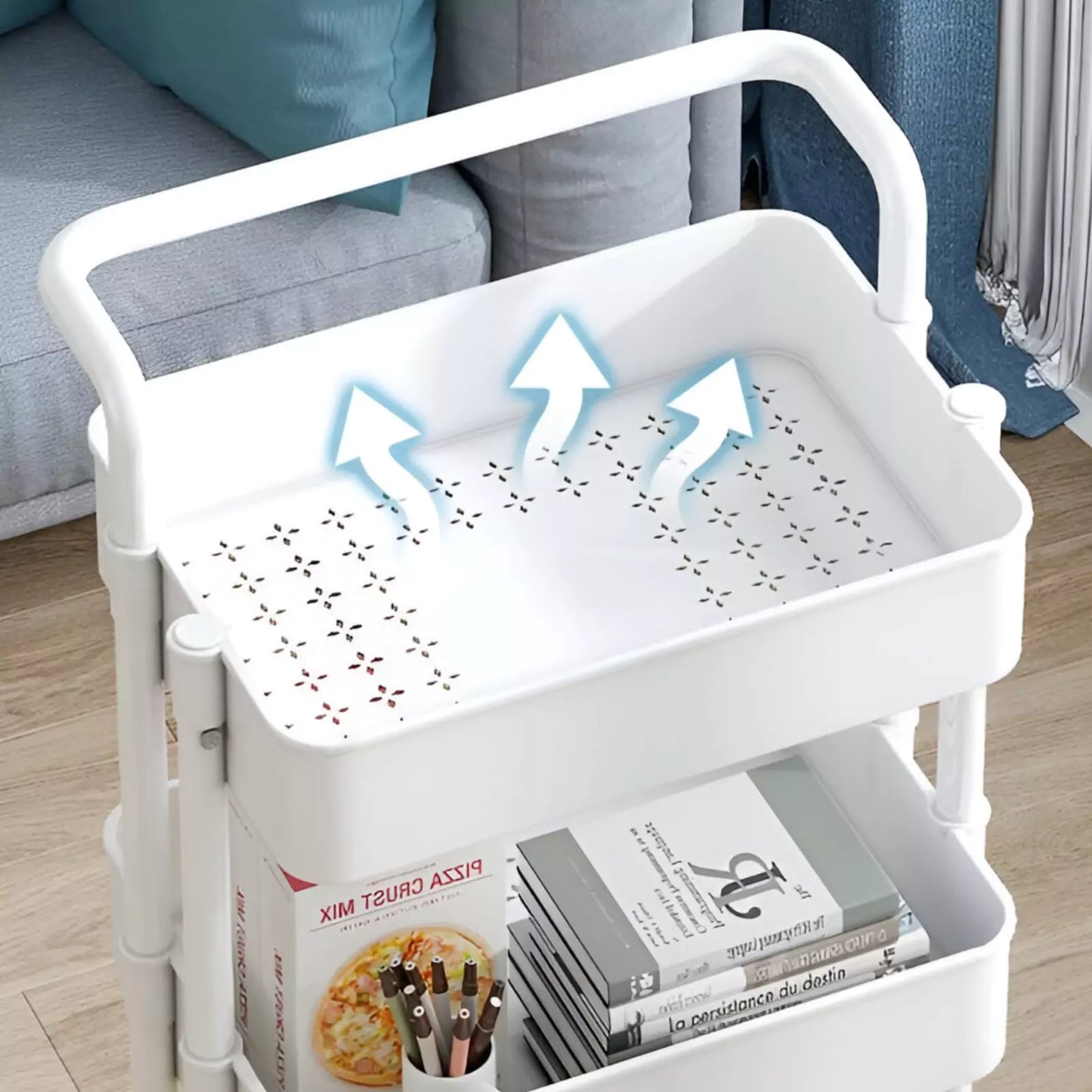 4 Layer Kitchen Trolley, Metal Foldable Kitchen Storage Rack