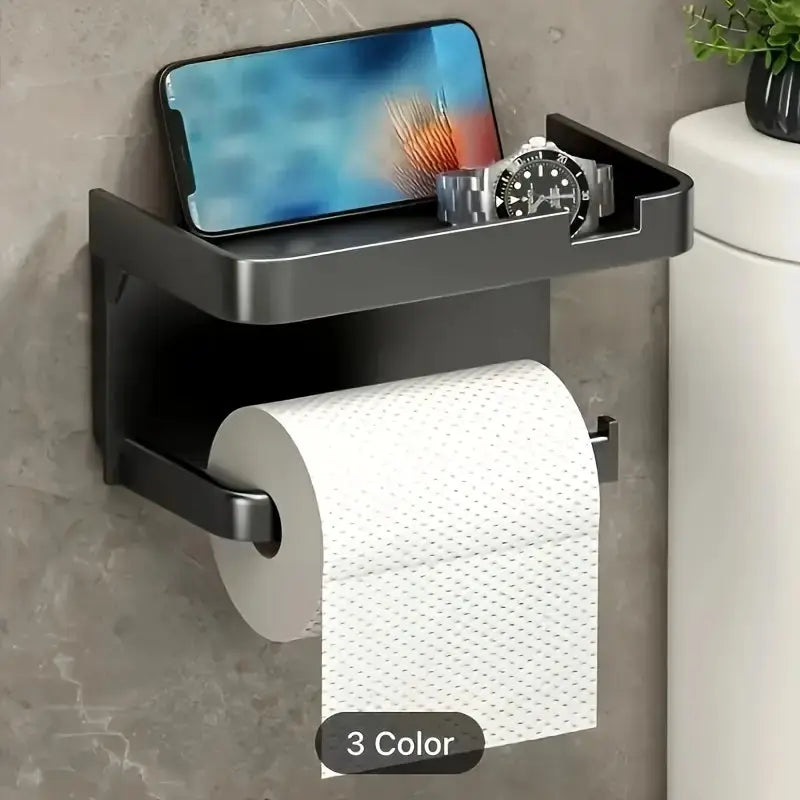 Wall-Mounted Toilet Paper Holder with Phone Stand Scrollcart Qatar