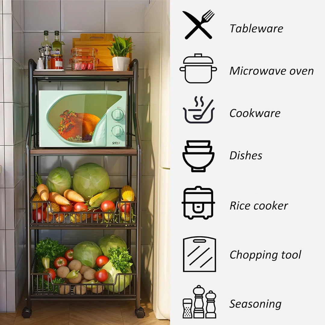 Shop Multi-Purpose Kitchen Storage Organizer Trolley Rack in Qatar