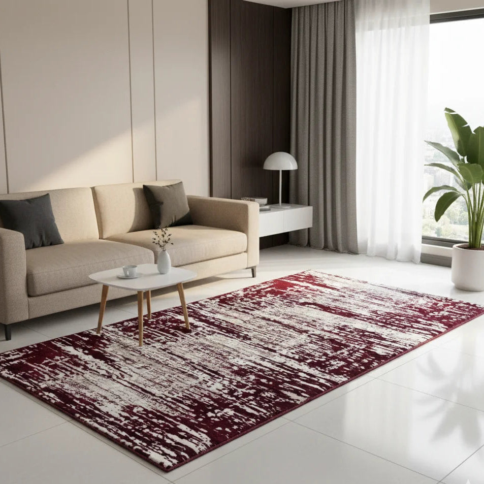 burgundy abstract area rug qatar modern living room floor mat
