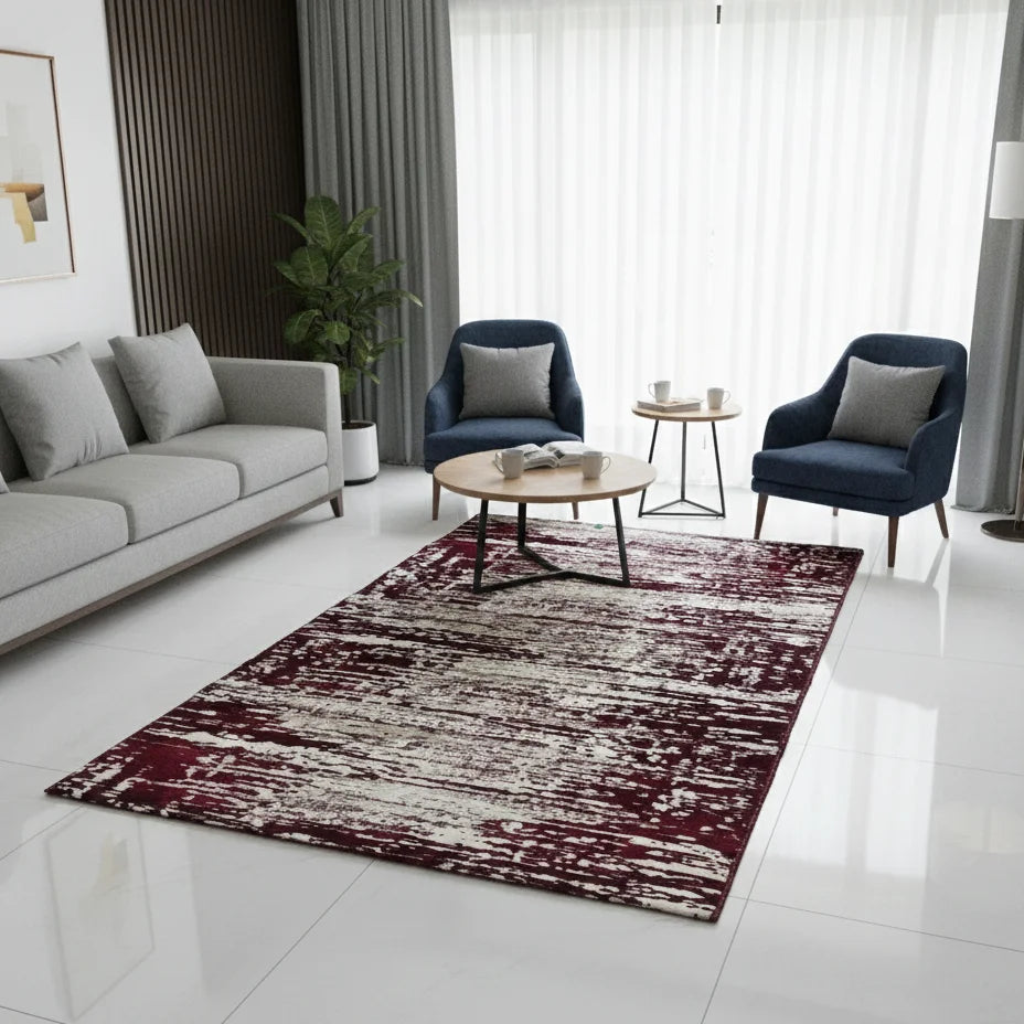 burgundy abstract area rug qatar modern living room floor mat
