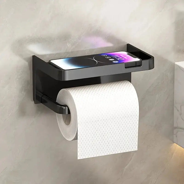 Wall-Mounted Toilet Paper Holder with Phone Stand Scrollcart Qatar