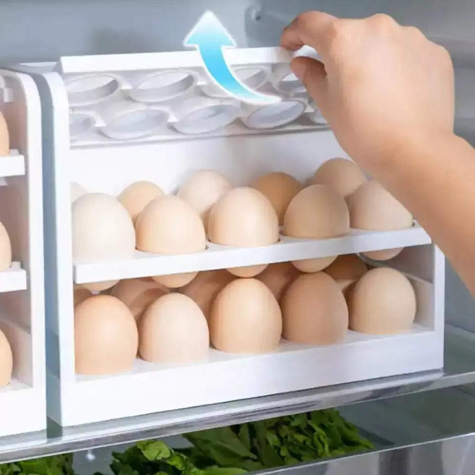 30 Eggs White Space Saving - Egg Rack for Refrigerator - Scrollcart Qatar