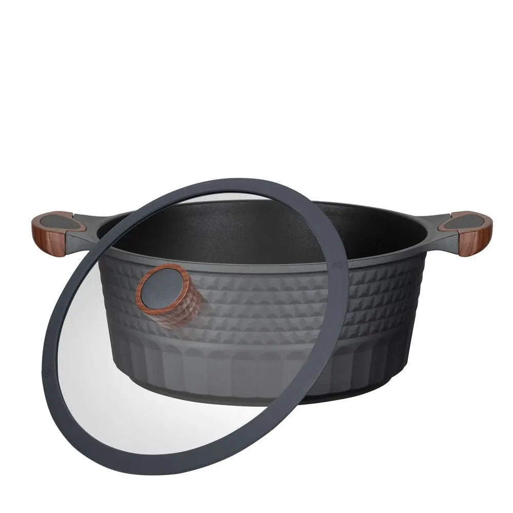 Casserole with Lid with wooden soft handle for Cooking and Dining - Scrollcart Qatar