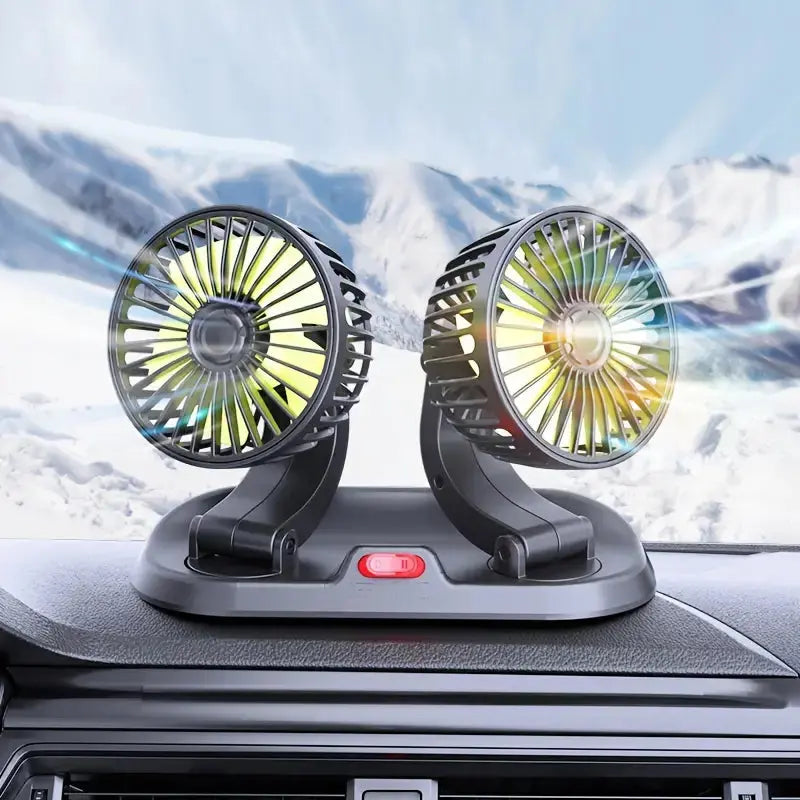 10W USB Dual Head Car Cooling Fan - 360° Rotatable Scrollcart Qatar 