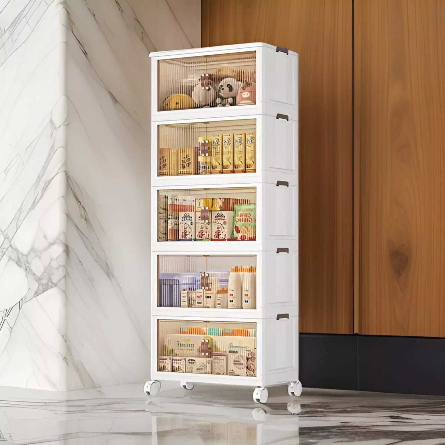 Multi-Layer Portable Storage Cabinet with Movable Wheels