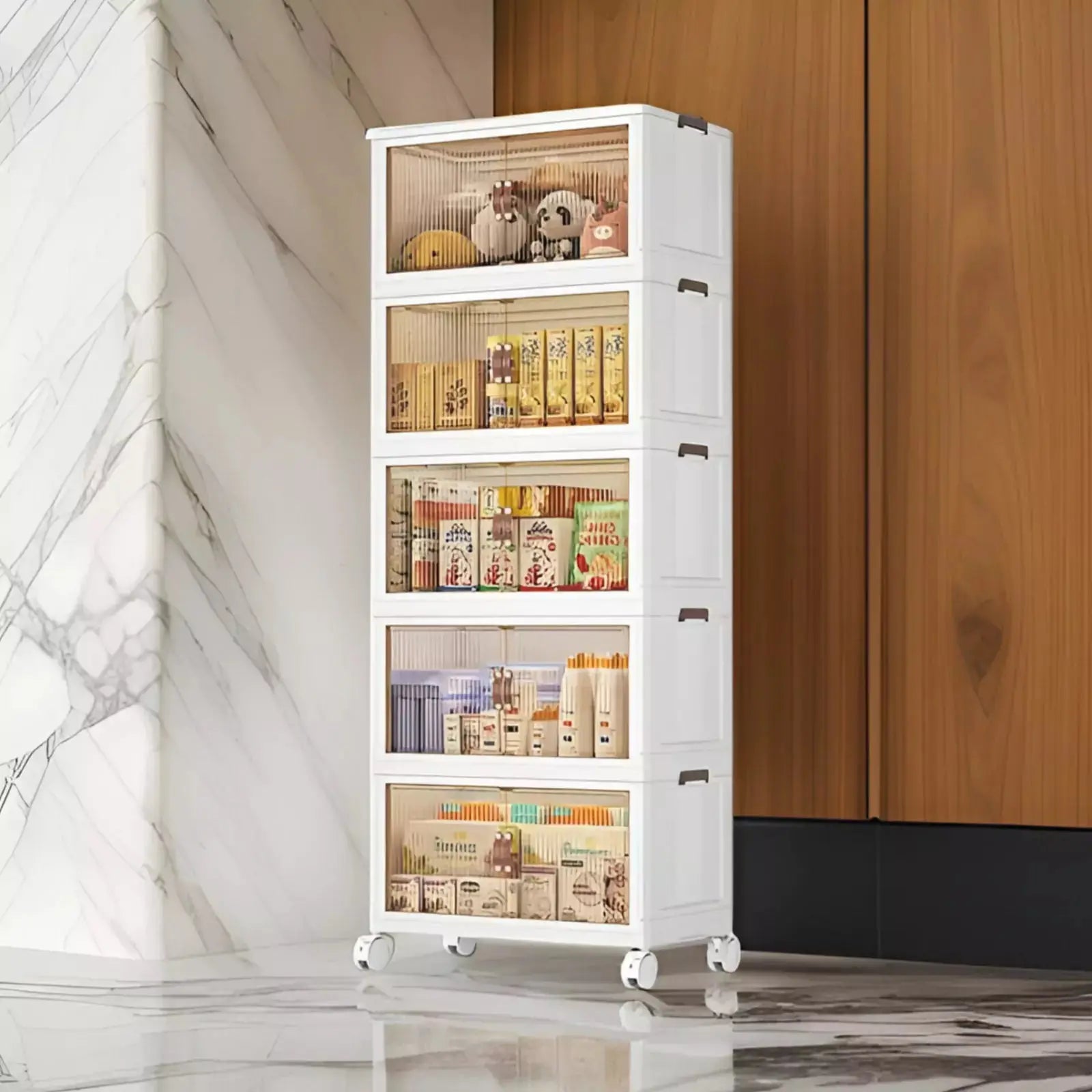 Multi-Layer Portable Storage Cabinet with Movable Wheels - Scrollcart Qatar