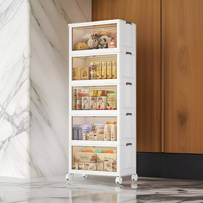 Multi-Layer Portable Storage Cabinet with Movable Wheels