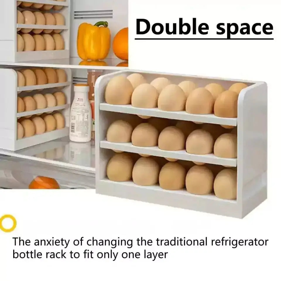 30 Eggs White Space Saving - Egg Rack for Refrigerator - Scrollcart Qatar