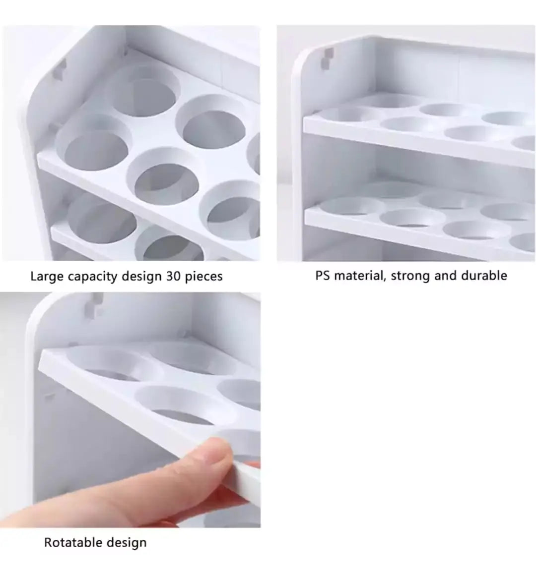 30 Eggs White Space Saving - Egg Rack for Refrigerator - Scrollcart Qatar