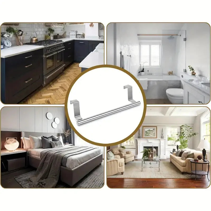 Over Door Towel Bar Rack – Stainless Steel Cabinet & Cupboard Hanger for Kitchen & Bathroom temu 