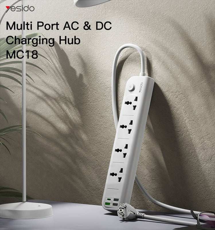 Extension cable |Yesido MC-18 PD 20W + QC 3.0 3250W High Power Fast Charging Socket(EU Plug) - Scrollcart Qatar