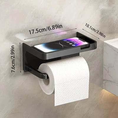 Wall-Mounted Toilet Paper Holder with Phone Stand Scrollcart Qatar