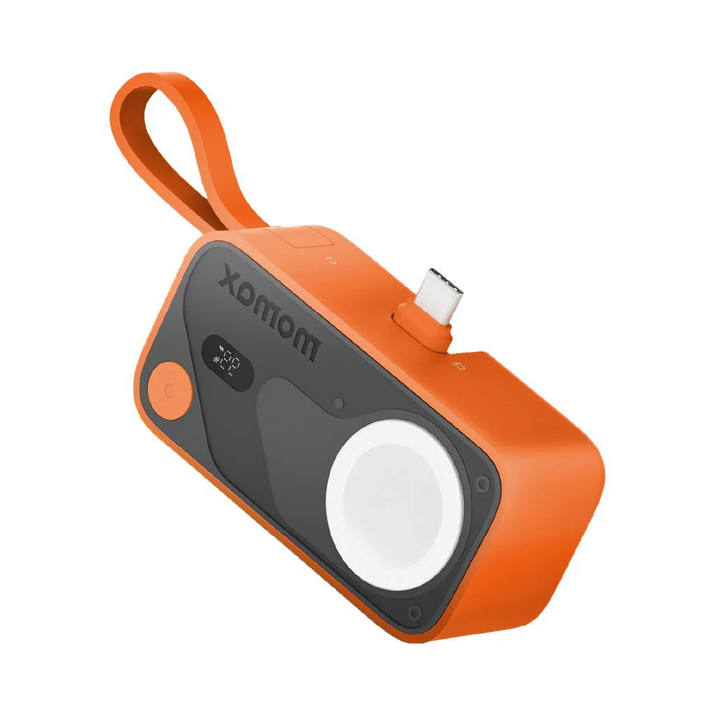 MOMAX 1-Power X Pro Mini+5000mAh Integrated FoldableUSB-C Plug & Built-In USB-C Cable  Power Bank With Apple watchFast charger