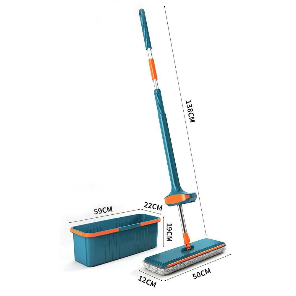 Flat Self Squeezing Microfiber Cloth Mop with Bucket - Hands Free Mop - Scrollcart Qatar