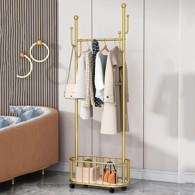 Floor-standing coat and cloth hanging Luxury movable rack - Scrollcart Qatar