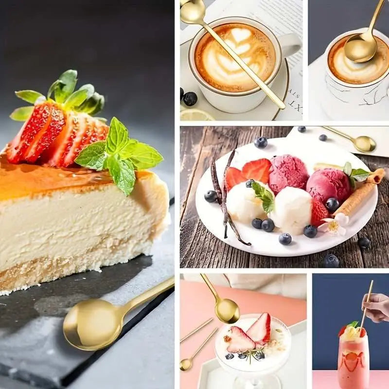 Golden Stainless Steel Long Coffee Spoon: Perfect for Stirring and Serving - Scrollcart Qatar