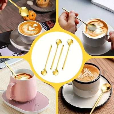 Golden Stainless Steel Long Coffee Spoon: Perfect for Stirring and Serving - Scrollcart Qatar