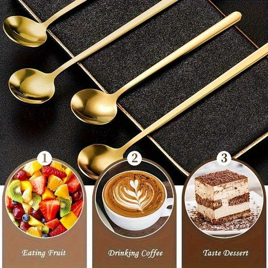 Golden Stainless Steel Long Coffee Spoon: Perfect for Stirring and Serving - Scrollcart Qatar