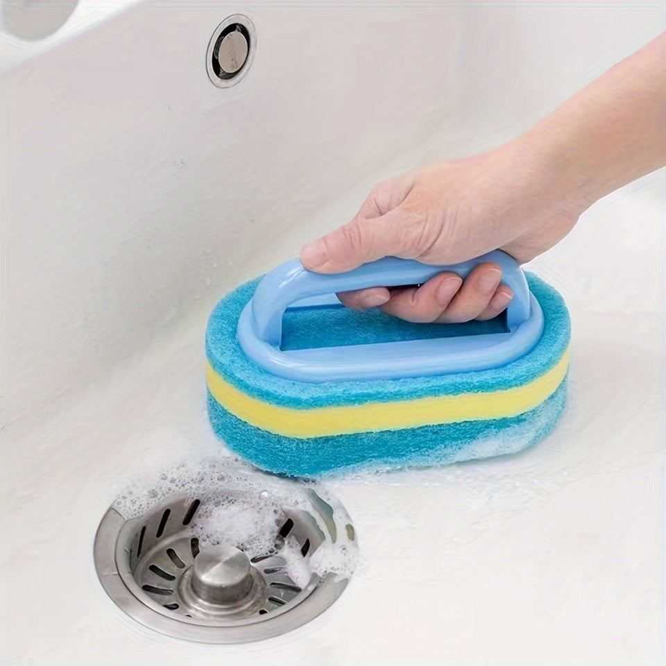 Handle Sponge Cleaning Brush: Ideal for bathroom, kitchen, and dishwashing tasks. - Scrollcart Qatar