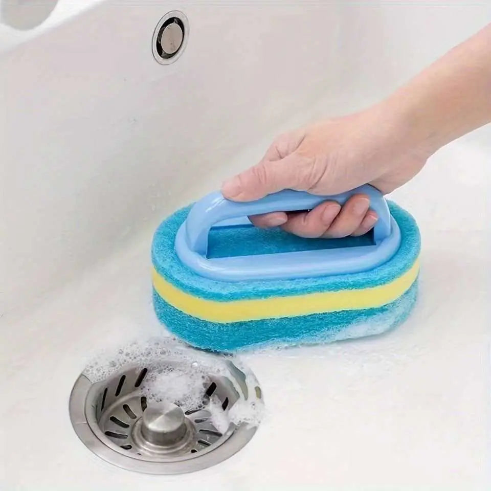 Handle Sponge Cleaning Brush: Ideal for bathroom, kitchen, and dishwashing tasks. - Scrollcart Qatar