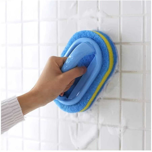 Handle Sponge Cleaning Brush: Ideal for bathroom, kitchen, and dishwashing tasks. - Scrollcart Qatar