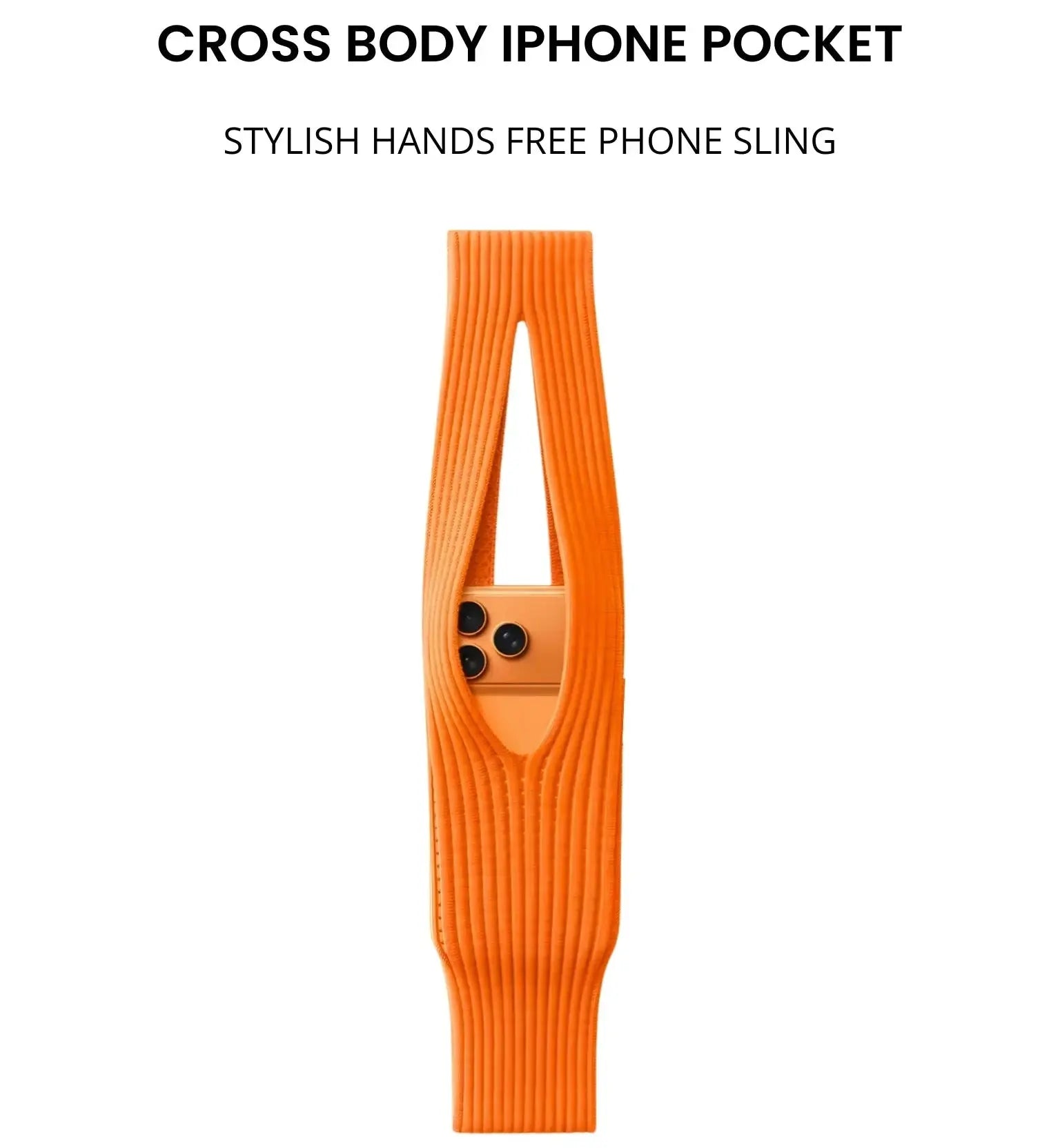 iPhone Pocket 3D-Knitted Stretch Phone Pouch – Wearable Universal Sleeve for Apple iPhone (Black, Short Strap) Q-Trading 