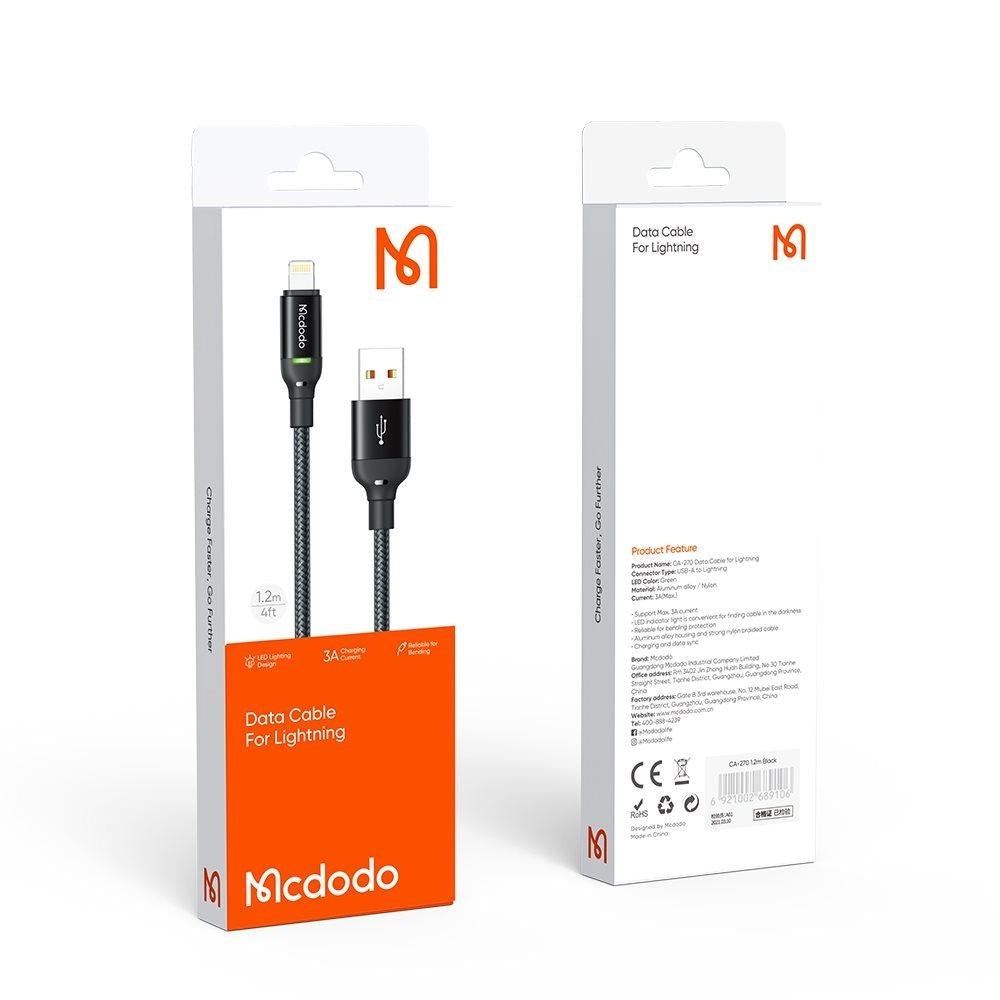 Iphone charger - USB A to Lightining Cable - Mcdodo CA-270 - Black 1.2 - Scrollcart Qatar