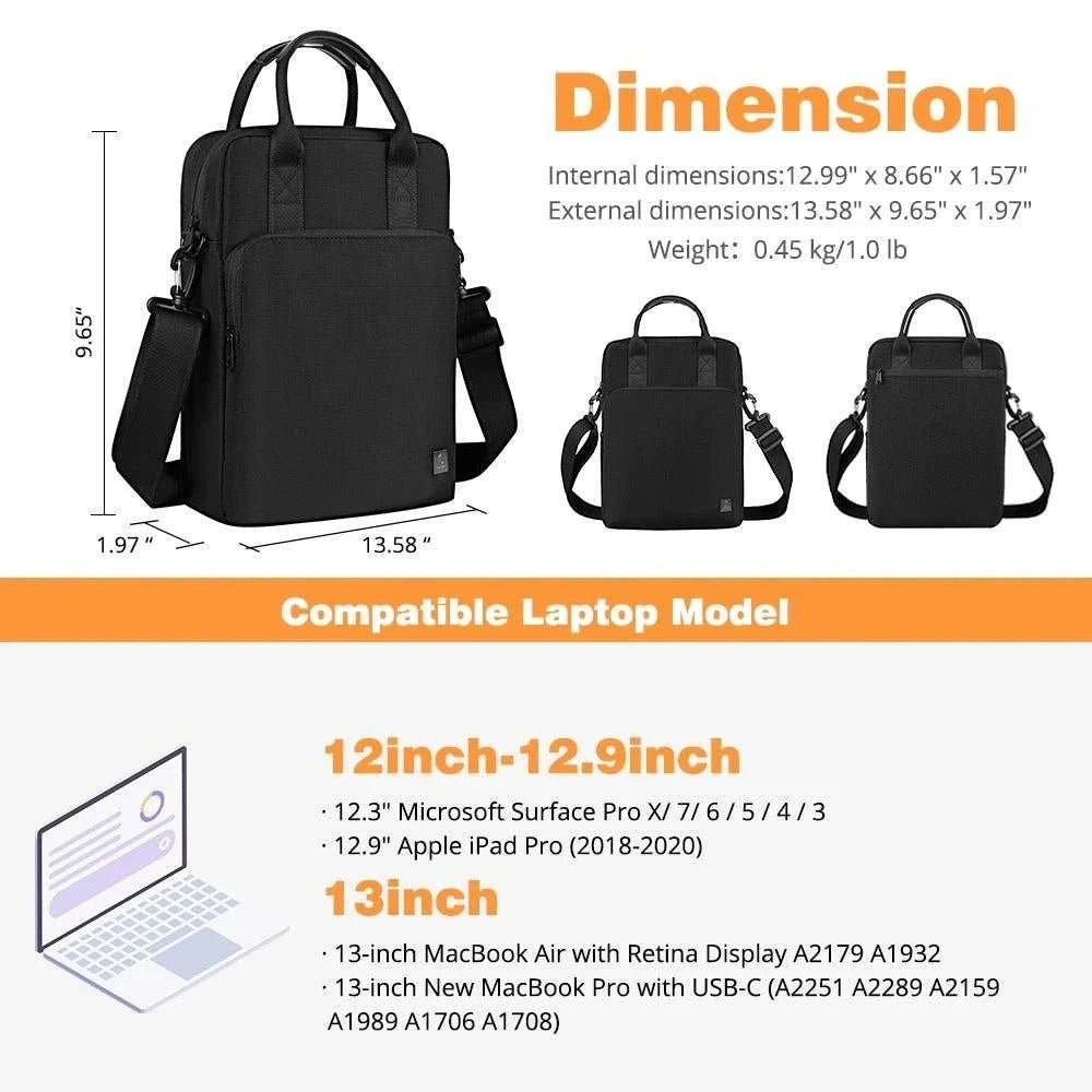 Laptop Bag - Premium WIWU Alpha Vertical Double Layer Bag For 13.3 inc Laptop/Ultra book - Vertical Black - Scrollcart Qatar