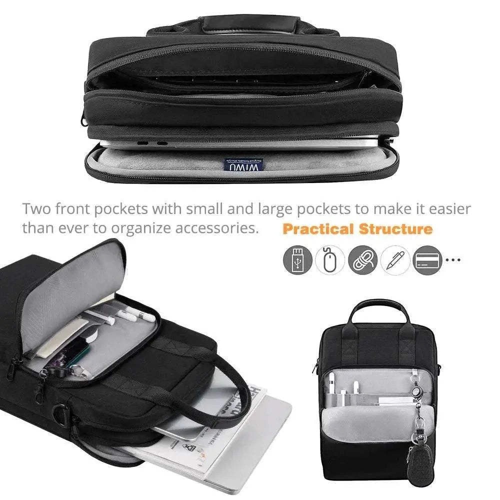 Laptop Bag - Premium WIWU Alpha Vertical Double Layer Bag For 13.3 inc Laptop/Ultra book - Vertical Black - Scrollcart Qatar
