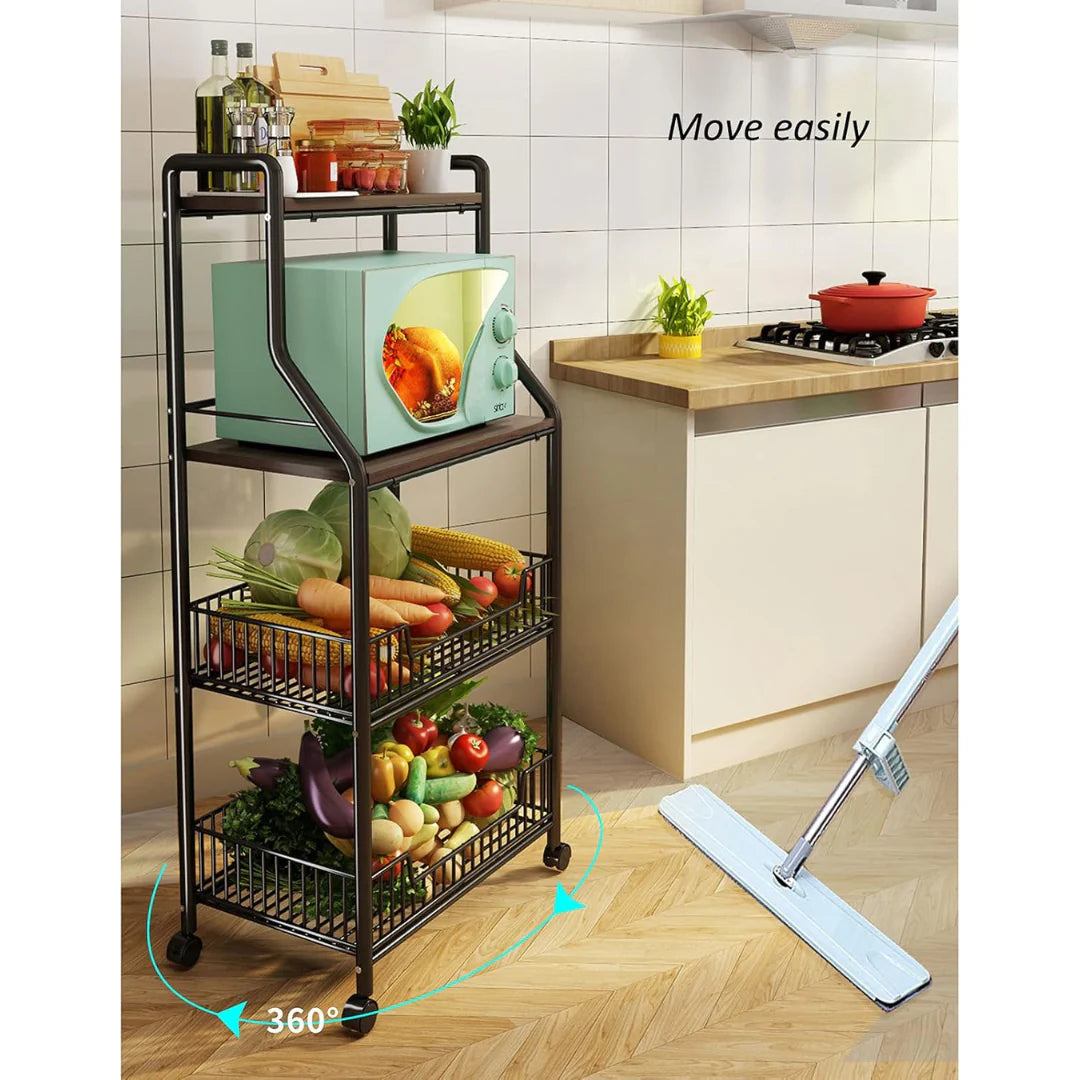 Shop Multi-Purpose Kitchen Storage Organizer Trolley Rack in Qatar