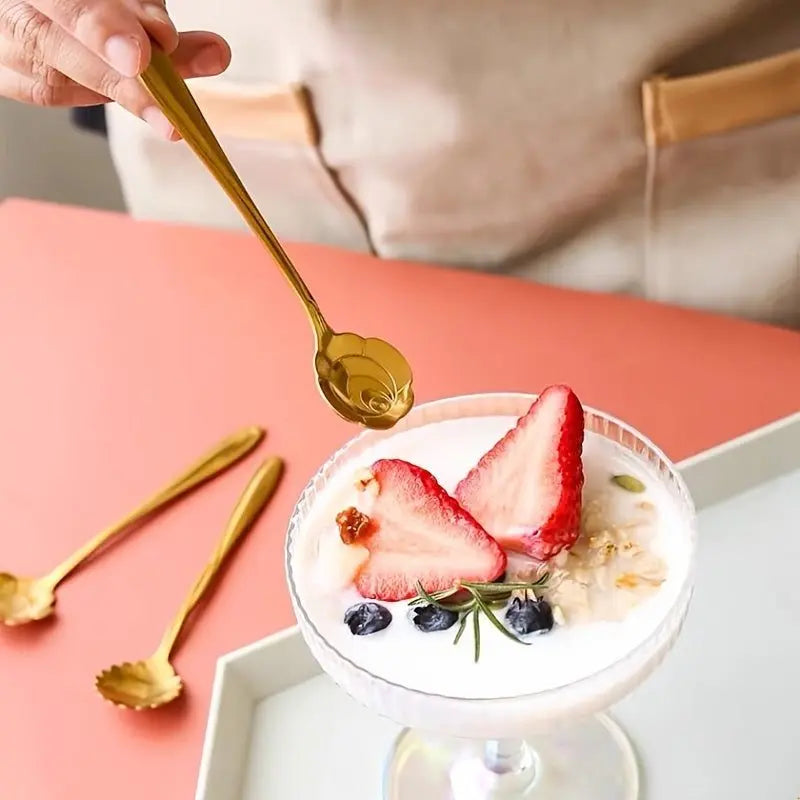 Luxury Flower Stainless Steel Coffee Spoon 8-Piece Set - Scrollcart Qatar