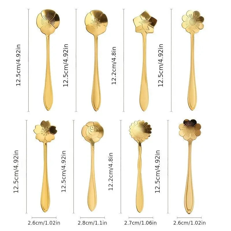 Luxury Flower Stainless Steel Coffee Spoon 8-Piece Set - Scrollcart Qatar