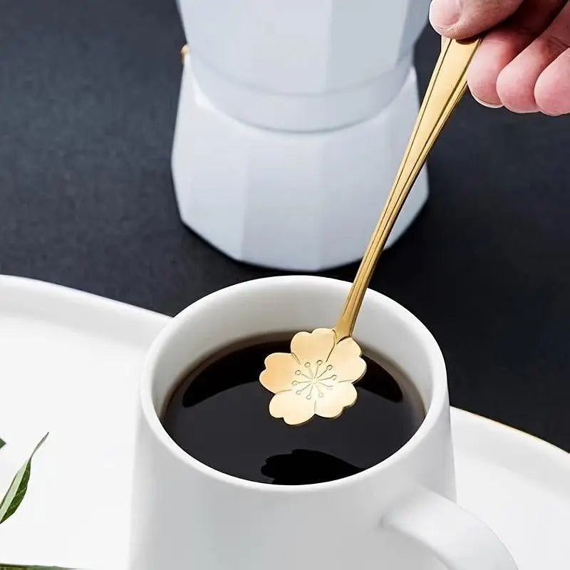 Luxury Flower Stainless Steel Coffee Spoon 8-Piece Set - Scrollcart Qatar