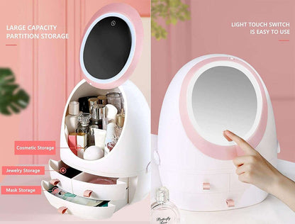 Luxury Large Capacity Makeup Box With LED Mirror - Scrollcart Qatar