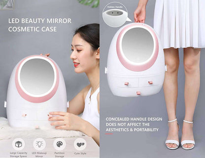 Luxury Large Capacity Makeup Box With LED Mirror - Scrollcart Qatar