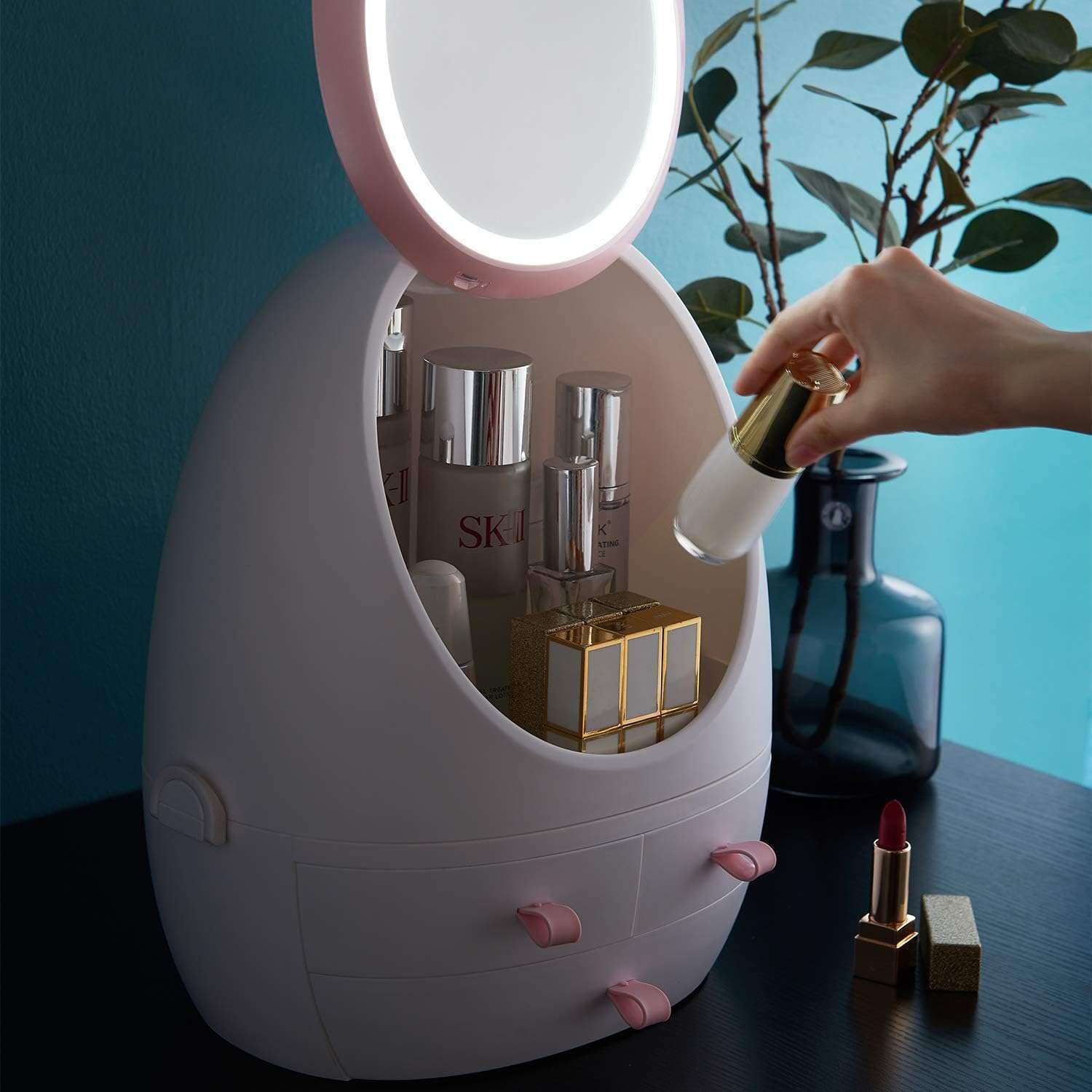 Luxury Large Capacity Makeup Box With LED Mirror - Scrollcart Qatar