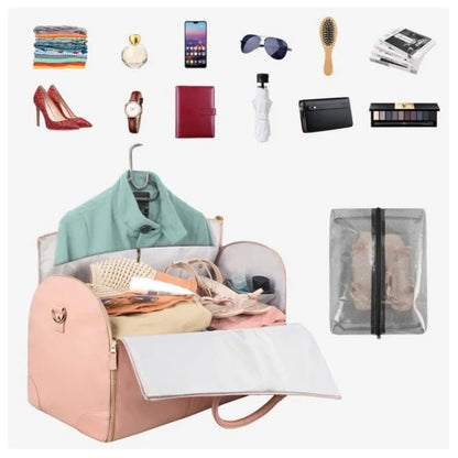 Luxury PU Leather Pink Suit Storage Traveling Bag - Scrollcart Qatar