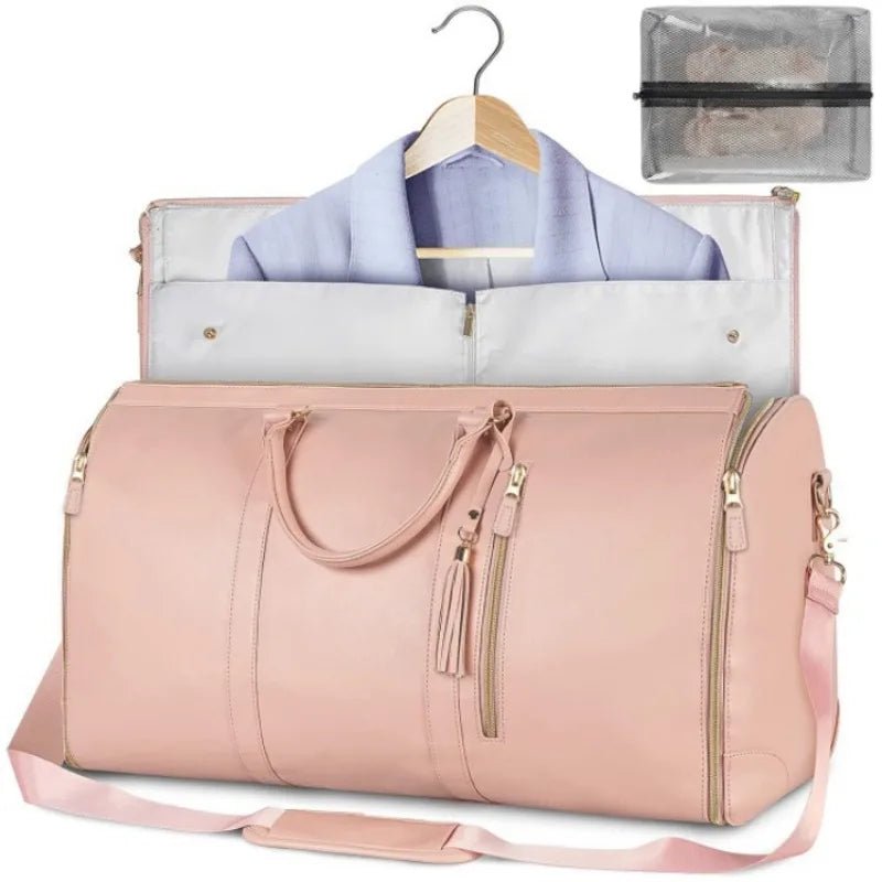 Luxury PU Leather Pink Suit Storage Traveling Bag - Scrollcart Qatar