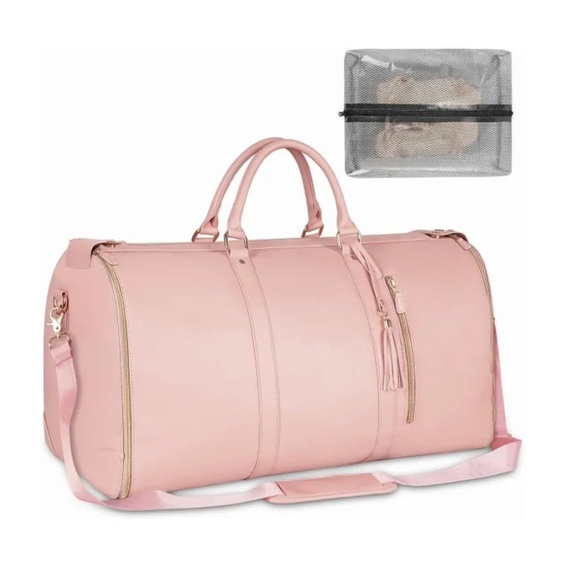 Luxury PU Leather Pink Suit Storage Traveling Bag - Scrollcart Qatar