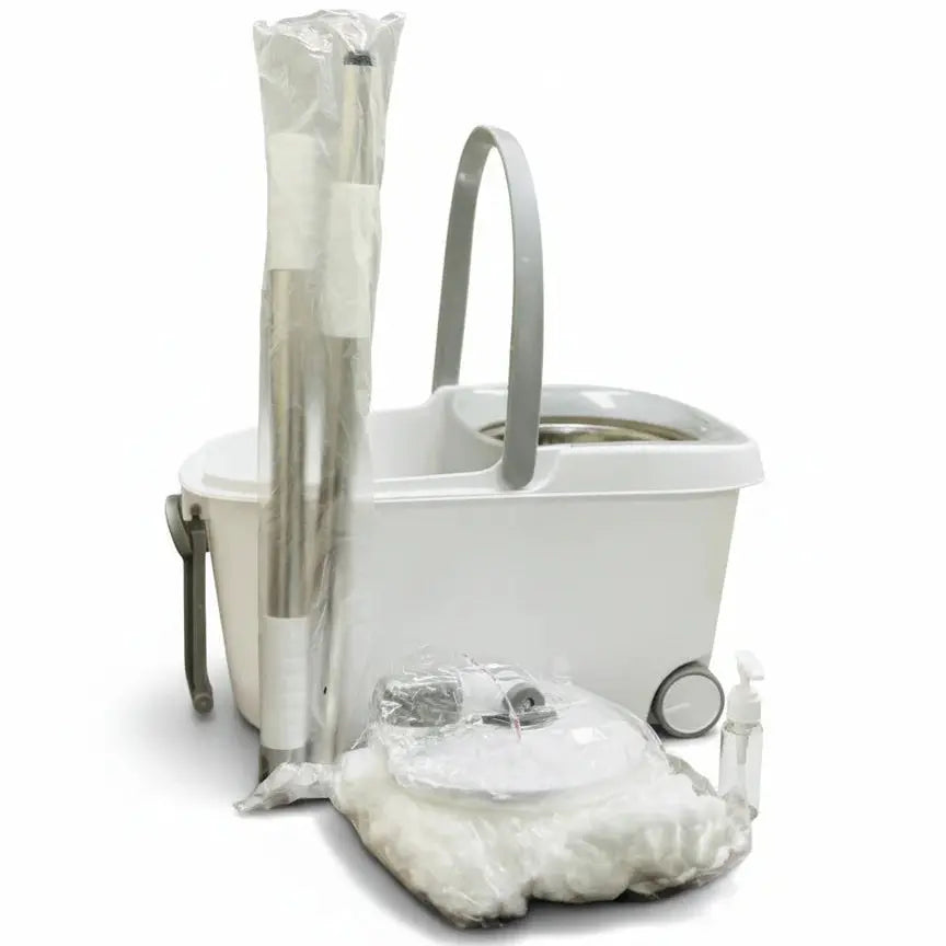 Flat Mop and Bucket Set with Wheels & Drainage Spout Scrollcart Qatar 